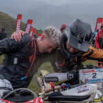 Matt Green and Brett Swanepoel congratulate eachother at the end of the hard day riding