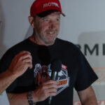 Treffon Smith announcing winners during the prize giving at the Motul Tour of Legends, by Kevin Sanders Disruptive Intent