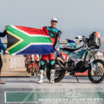 Proudly South African and raising the flag high at the start of this year’s Dakar Rally, Charan Moore