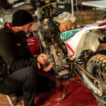 Riders in the Original by Motul class need to maintain their own bikes, as Charan Moore does here