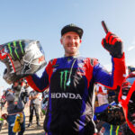 Ricky Brabec, Monster Energy Honda Team, at the finish line after stage 12 of the Dakar Rally 2024, image by Motul