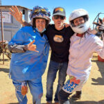 Jolandi, Chris the Stofskop organiser and Skinny enjoying all that the dust has to offer this year, image by Listen Up